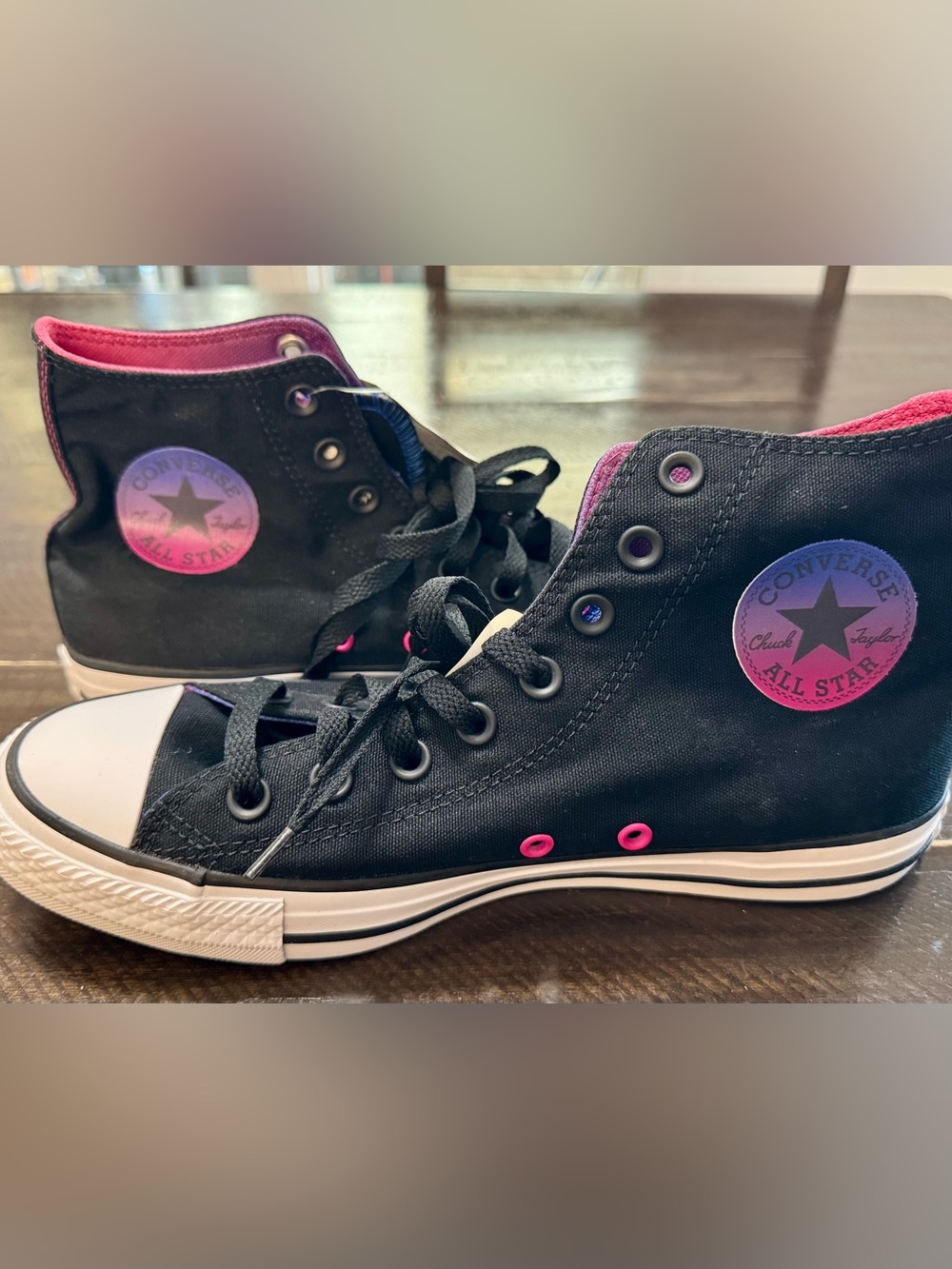 Brand new Converse High-Top Canvas Sneakers - Black with Pink Accents